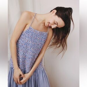 Tanya Taylor Cindy Embroidered Drop Waist Midi Dress Tea Cocktail Party NWT